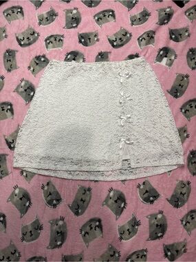 7day Wknd White Lace & Bow Mini Skirt Size Small